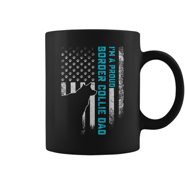 Vintage Usa American Flag Im A Proud Border Collie Dog Dad  Coffee Mug