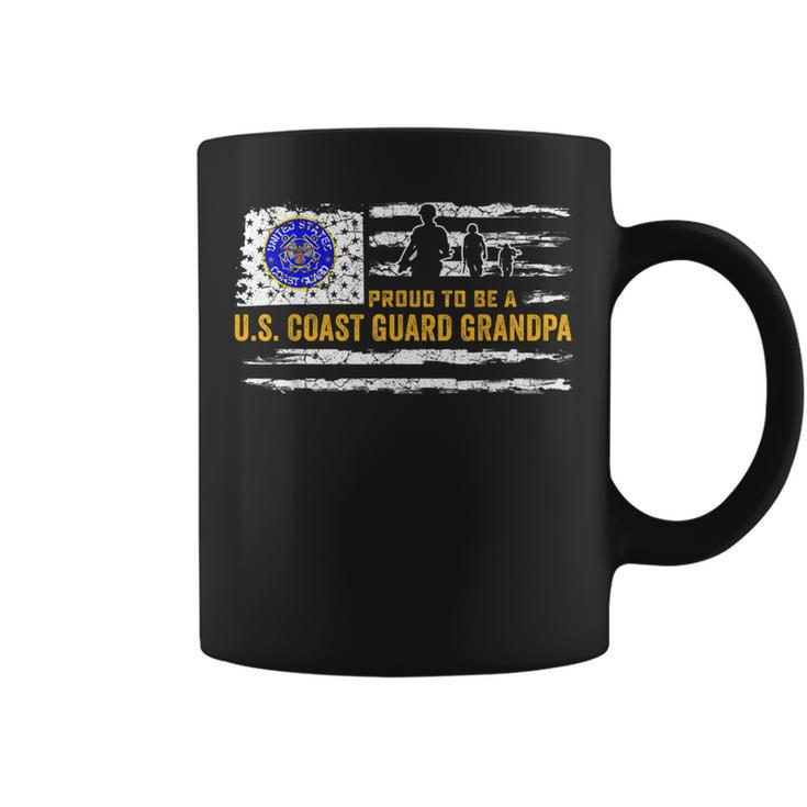 Vintage Usa American Flag Proud To Be A Coast Guard Grandpa  Coffee Mug