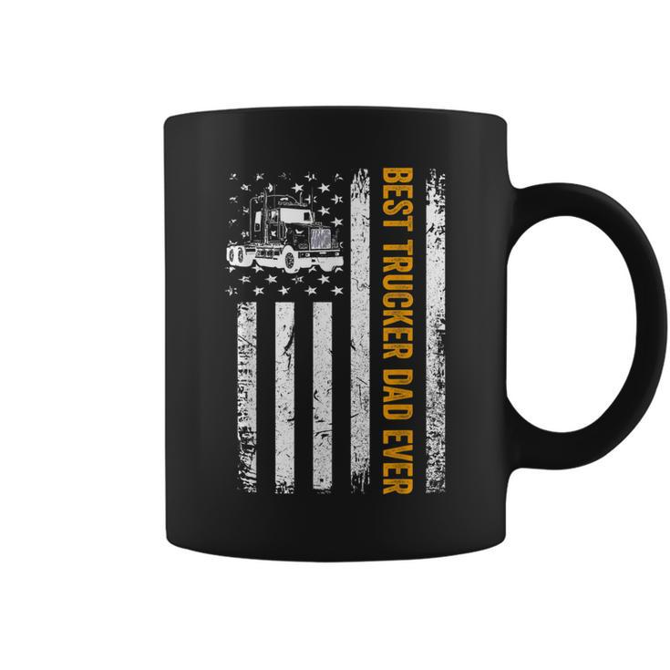 Vintage Usa Best Trucker Dad Ever American Flag Fathers Day  V2 Coffee Mug