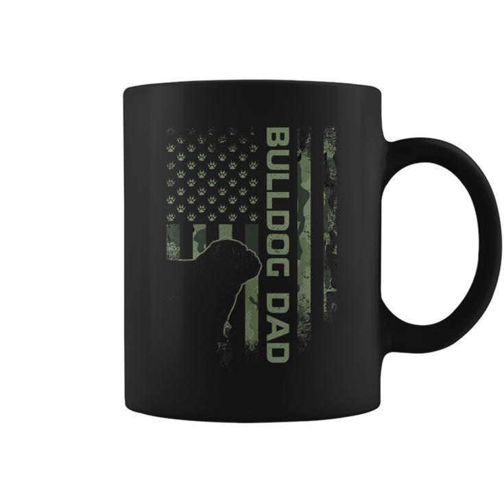 Vintage Usa Camo Flag Proud English Bulldog Dad Silhouette  Coffee Mug