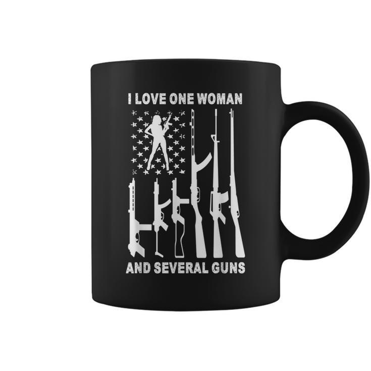 Vintage Usa Flag Dad Grandpa I Love One Woman & Several Guns  Coffee Mug