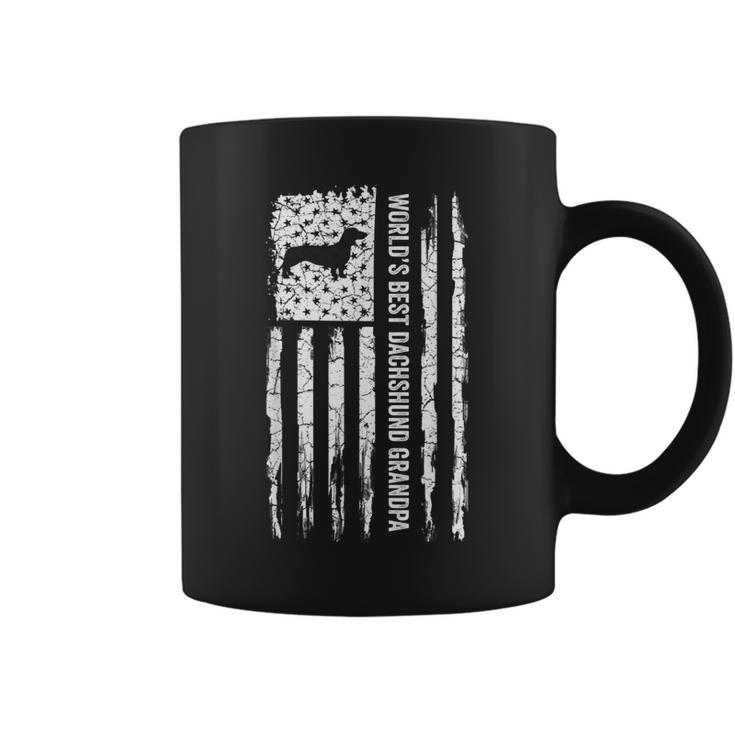 Vintage Usa Flag Worlds Best Dachshund Grandpa Silhouette Coffee Mug