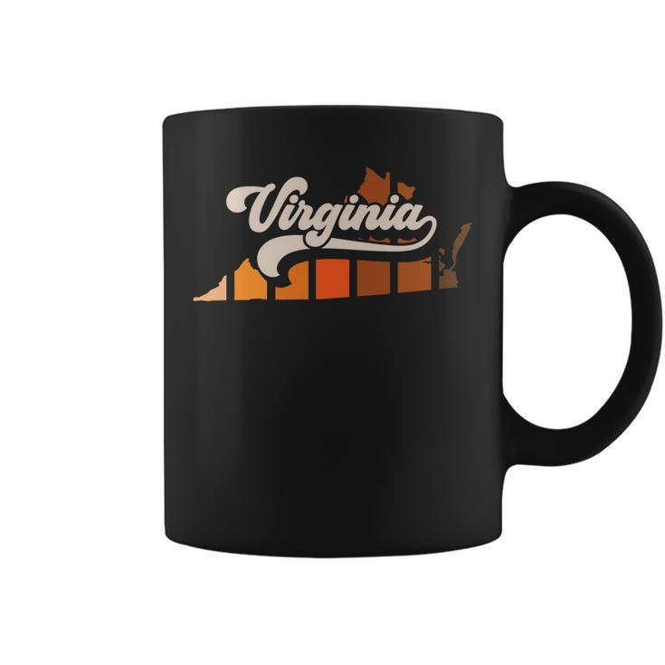 Virginia Vintage Retro 70S Style Stripe State Silhouette   Coffee Mug