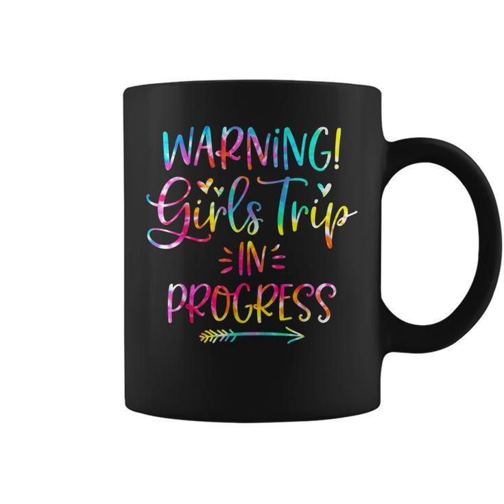 Warning Girls Trip In Progress Girls Trip Vacation Tie Dye  Coffee Mug