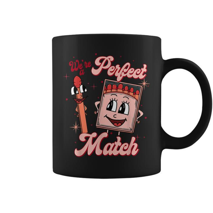 We’Re A Perfect Match Retro Groovy Valentines Day Matching  Coffee Mug