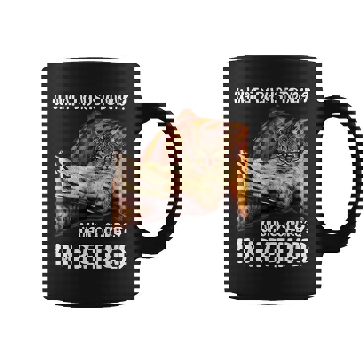 What Day Is Today Who Cares Im Retired Cat Lover  Coffee Mug