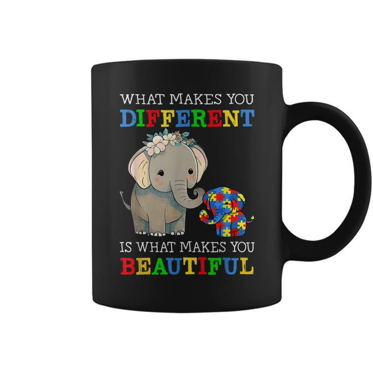 What Makes You Different Elephant Mom Autism Awareness  Coffee Mug