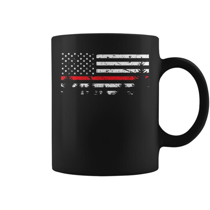 Wildland Firefighter Red Line American Flag  Coffee Mug