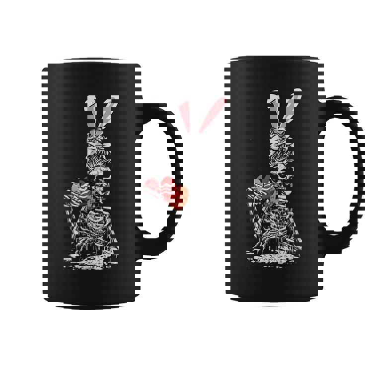 Woman Skeleton Bunny Ears Egg Hunting Easter Bones Spring Coffee Mug