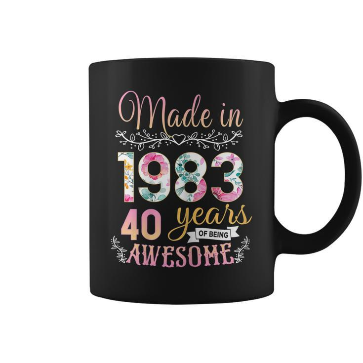 Womens 40 Year Old Gifts Made In 1983 Floral 40Th Birthday  Coffee Mug