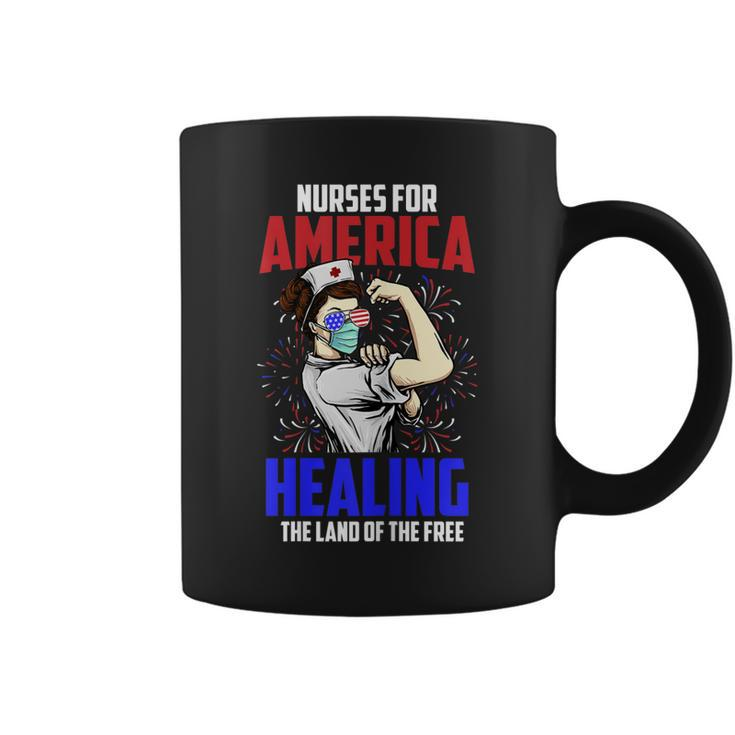 Womens America Nurse 4Th Of July Land Of The Free Patriotic  Coffee Mug