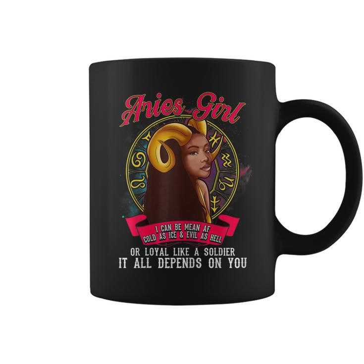 Womens Aries Zodiac Birthday  Black Queen Mean Af  Coffee Mug