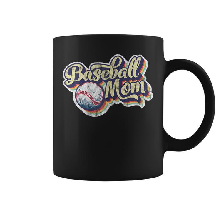 Womens Baseball Mom Retro Vintage Distressed Mothers Day Present Coffee Mug