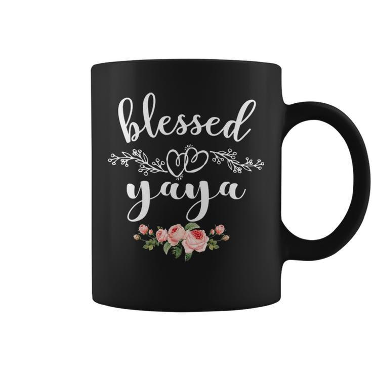 Womens Blessed Yaya Cute Flower Yaya Gift Coffee Mug