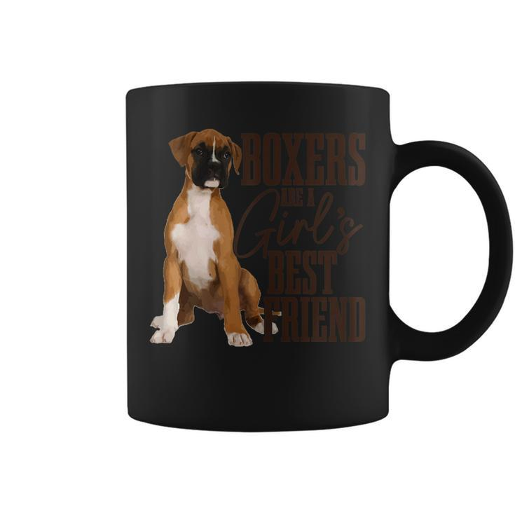 Womens Boxers Are A Girls Best Friend Funny Dog Boxer Mom  Coffee Mug