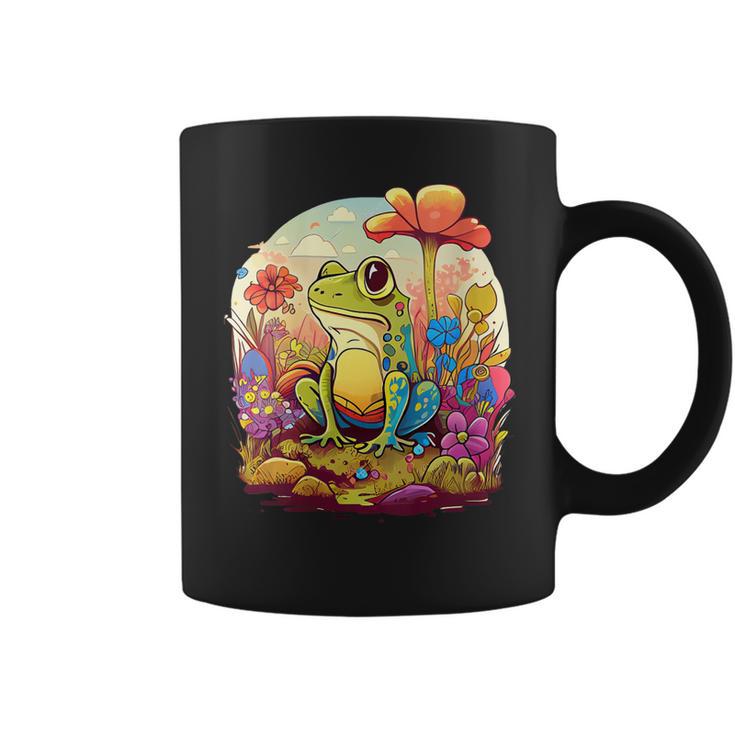 Cute Cottagecore Floral Frog Aesthetic Girls Women Graphic Coffee