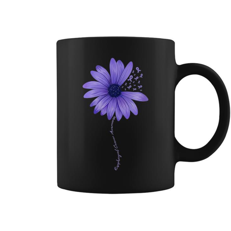 Womens Esophageal Cancer Awareness Sunflower Periwinkle Ribbon  Coffee Mug