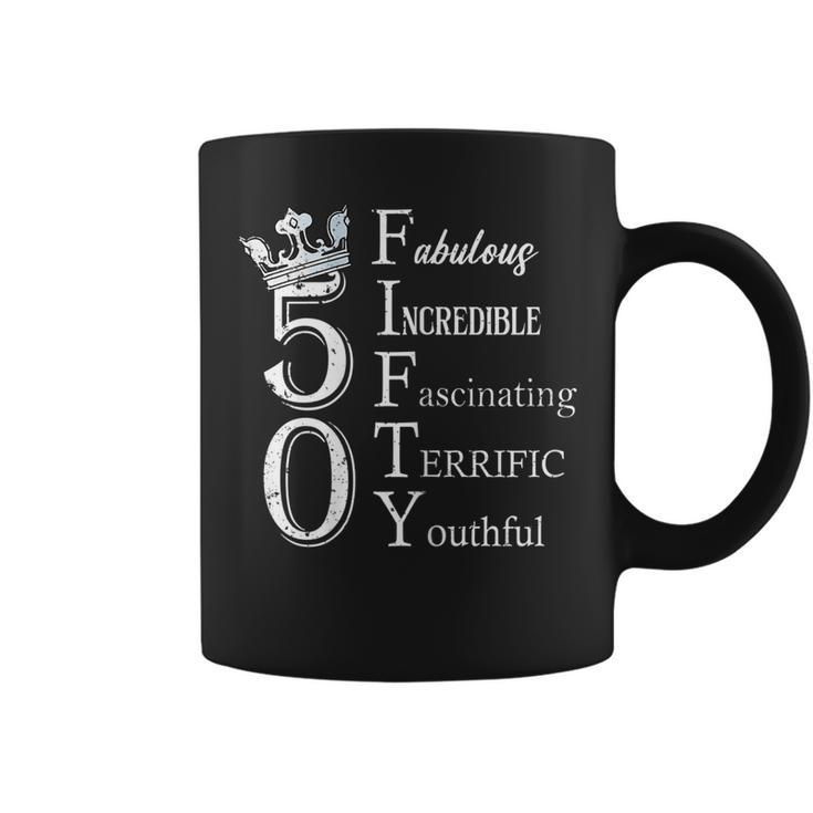 Womens Fabulous Fifty 50Th Birthday 50 Years Old Bday Queen  Coffee Mug