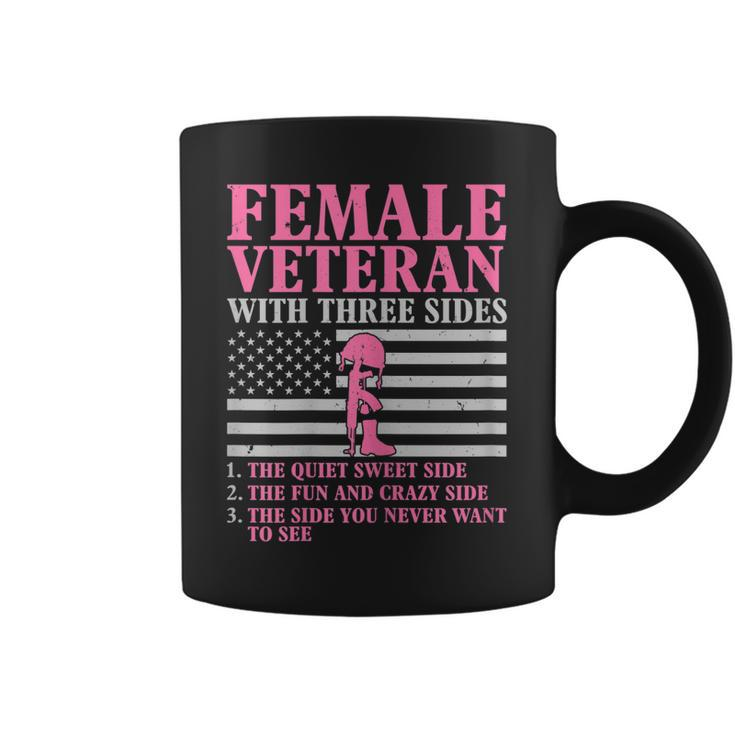 Womens Female Veteran With Three Sides Women Veteran Mother Grandma  Coffee Mug