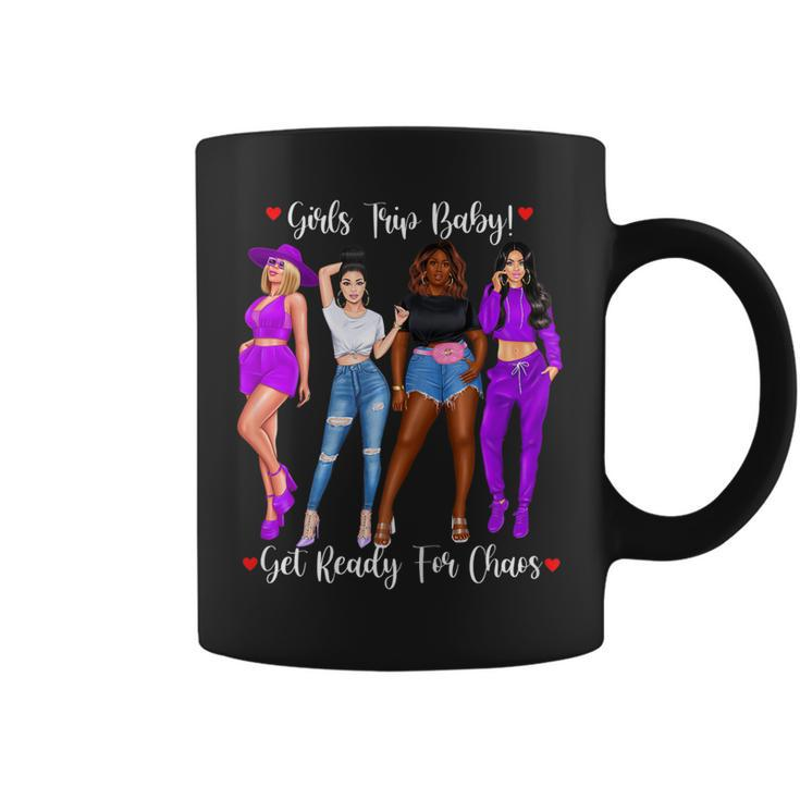 Womens Girls Trip Get Ready For Chaos Friends Together On Trip  Coffee Mug