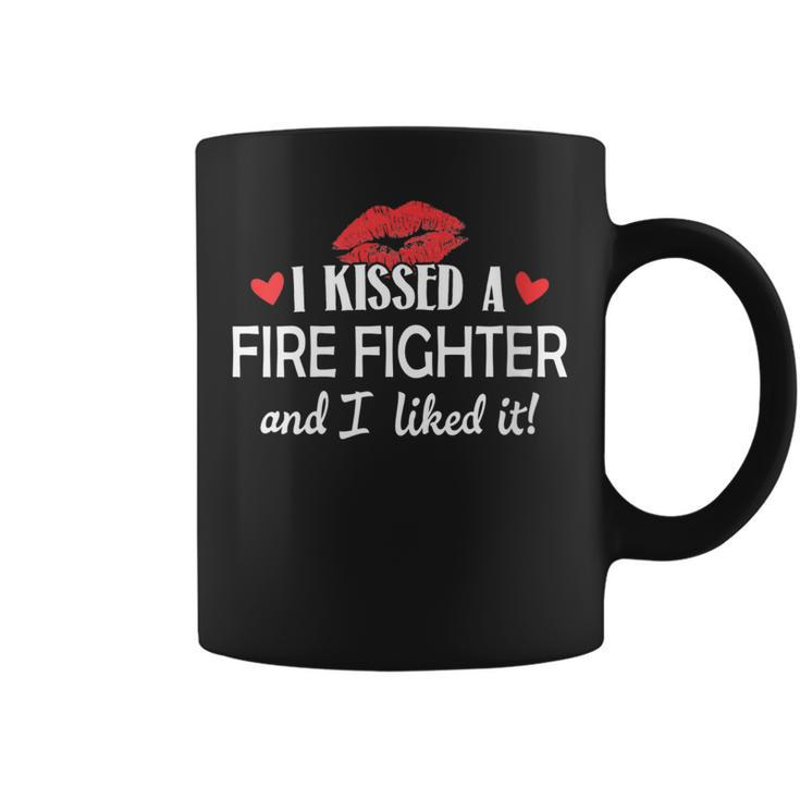 Womens I Kissed A Fire Fighter Design Married Dating Anniversary G  Coffee Mug