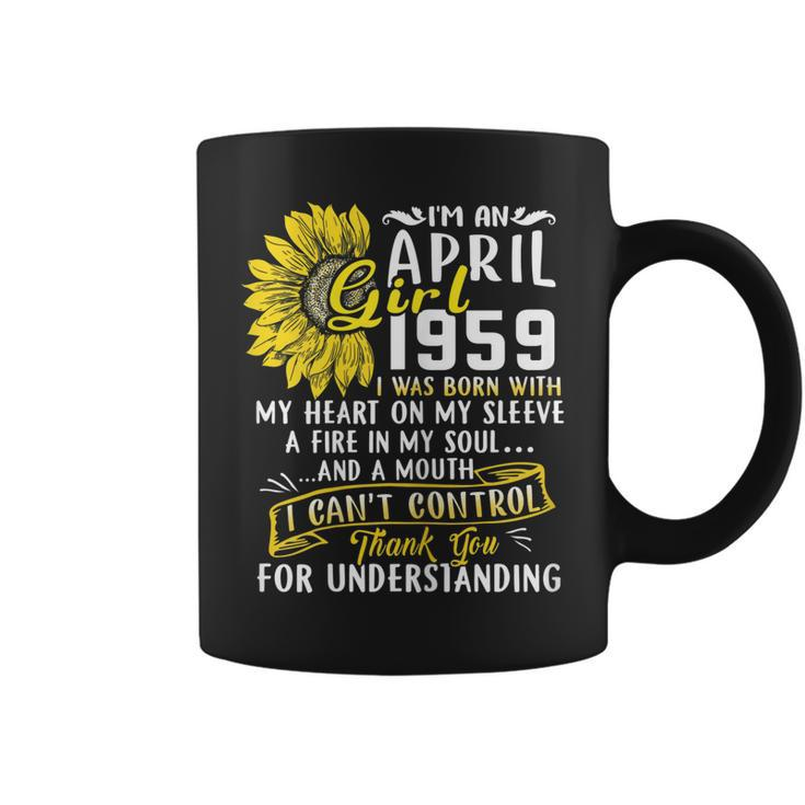 Womens Im An April Girl 1959 Sunflower  60Th Birthday Gift Coffee Mug