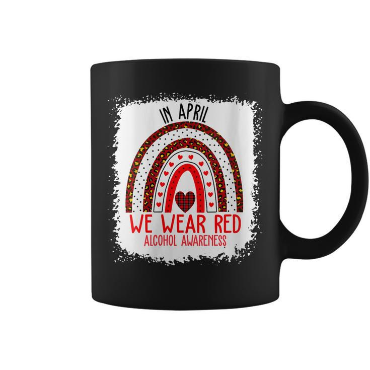 Womens In April We Wear Red Ribbon For Alcohol Awareness Month  Coffee Mug