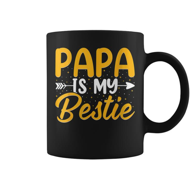 Womens Kids Papa Is My Bestie Son And Daughter Funny Fathers Day  Coffee Mug