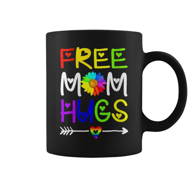 Womens Lgbt Pride Month Free Mom Hugs Daisy Rainbow Heart  Coffee Mug