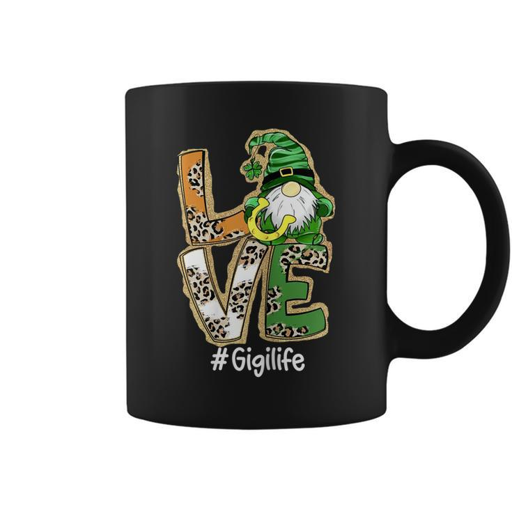 Womens Love Gigi Life Gnome Funny St Patricks Day Lucky Shamrock  Coffee Mug