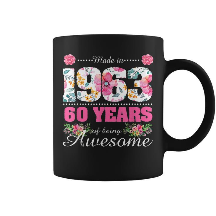 Womens Made In 1963 Floral 60Th Birthday Gifts 60 Year Old  Coffee Mug