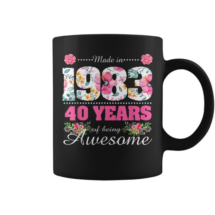 Womens Made In 1983 Floral 40Th Birthday Gifts 40 Year Old  Coffee Mug