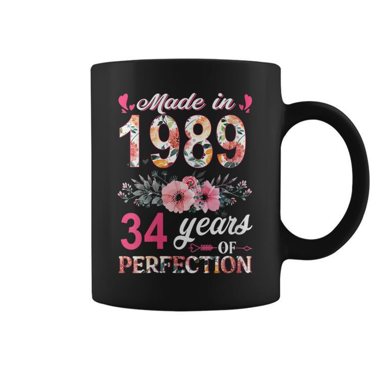 Womens Made In 1989 Floral 34 Year Old 34Th Birthday Gifts Women  Coffee Mug