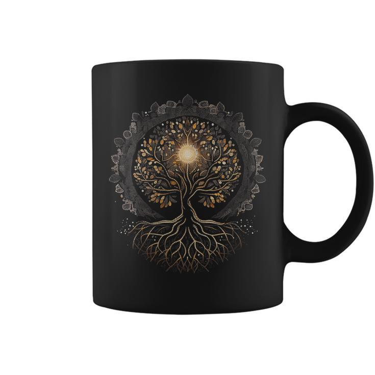 Womens Mandala Lotus Unalome Tree Moon Life Graphic Coffee Mug