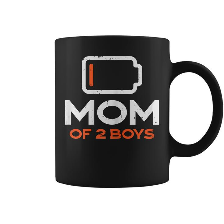 Womens Mom Of 2 Boys Low Battery Funny Mothers Day Mama Mommy Women  Coffee Mug