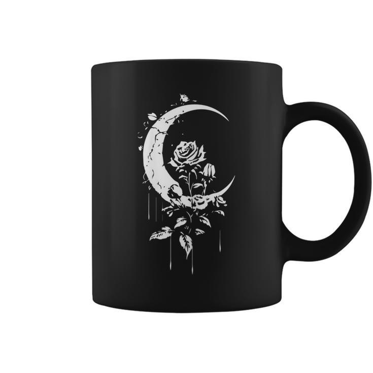 Womens Moon Rose Night Sky Celestial Nature Wicca Pagan Aesthetic  Coffee Mug