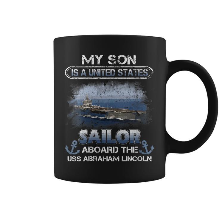 Womens My Son Is A Sailor Aboard The Uss Abraham Lincoln Sailor Coffee ...