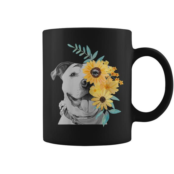 Womens Pit Bull Mom T Shirt Face Flower - Mothers Day Gift Coffee Mug