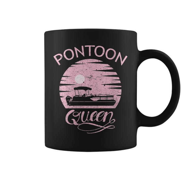 Womens Pontoon Queen Design Funny Pontoon Boat Lover Girls Boating Coffee Mug
