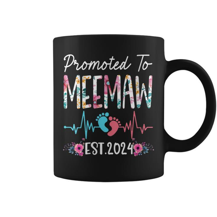 Womens Promoted To Meemaw Est 2024 Mothers Day First Time Mom  Coffee Mug