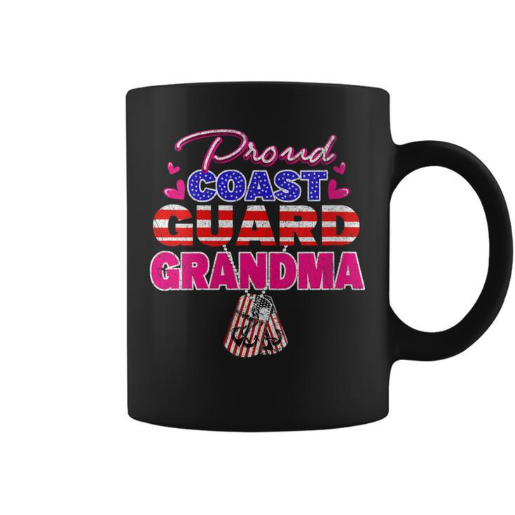 Womens Proud Us Coast Guard Grandma Dog Tags Military Grandmother Coffee Mug
