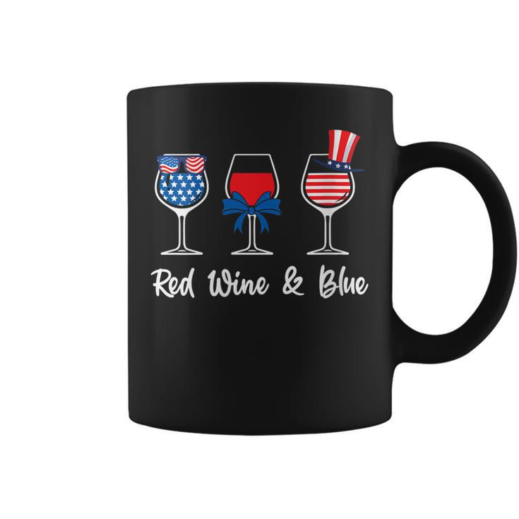 Womens Red White Blue Glasses Of Wine 4Th Of July Usa Flag Womens  Coffee Mug