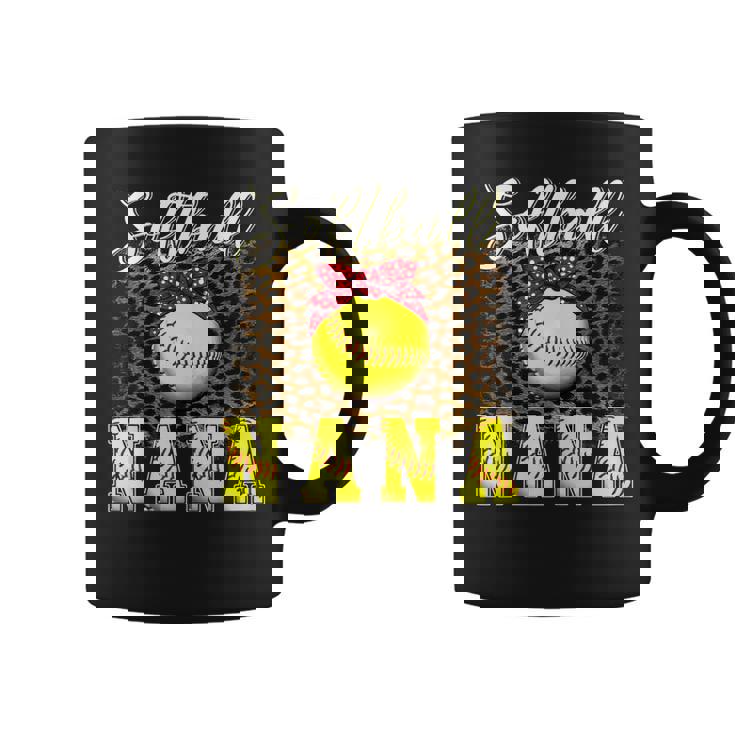 Womens Softball Baseball Nana Leopard Funny Mothers Day 2023Coffee Mug