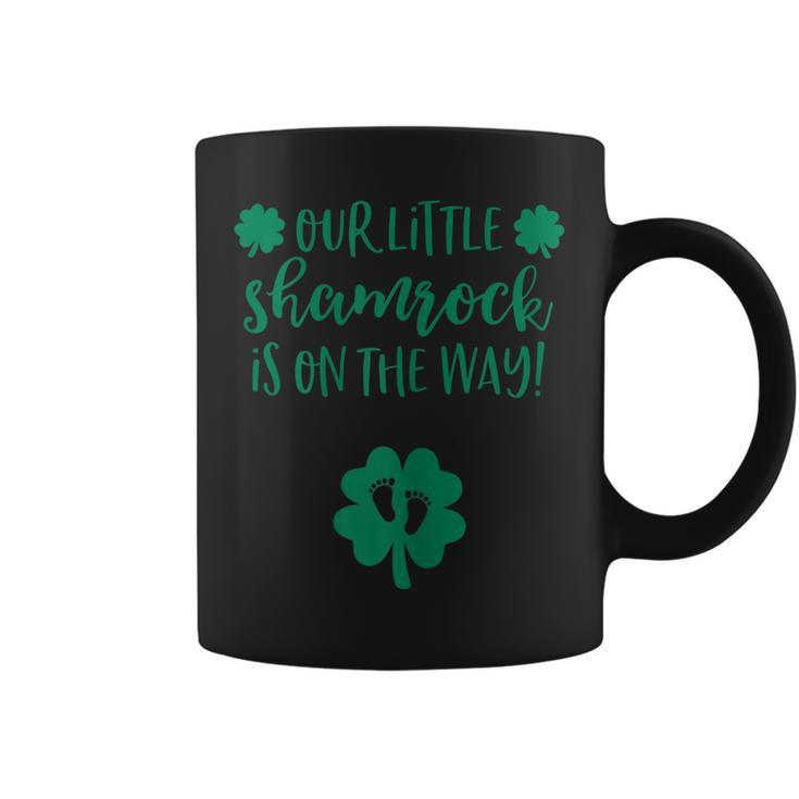 Womens St Patricks Day Pregnancy Announcement Shirt Little Shamrock  Coffee Mug