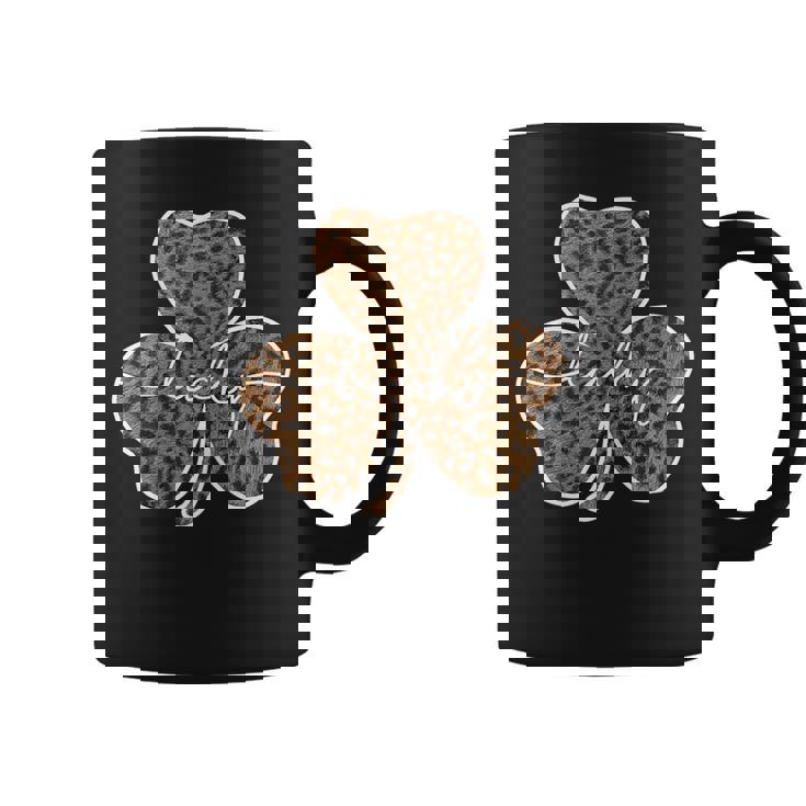 Womens St Pattys Day Cute Gift For Her Teen Girls Leopard Shamrock  Coffee Mug