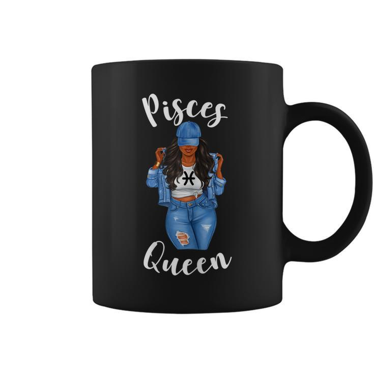 Womens Streetwise Pisces Queen Black Womens Zodiac Birthday March  Coffee Mug