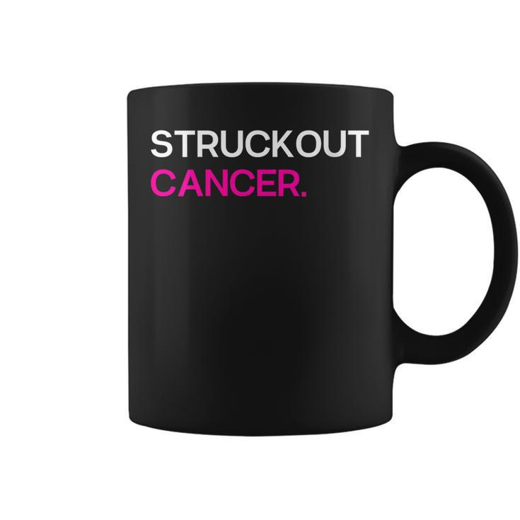 Womens Struckout Cancer Baseball Pink Cancer Support Awareness  Coffee Mug