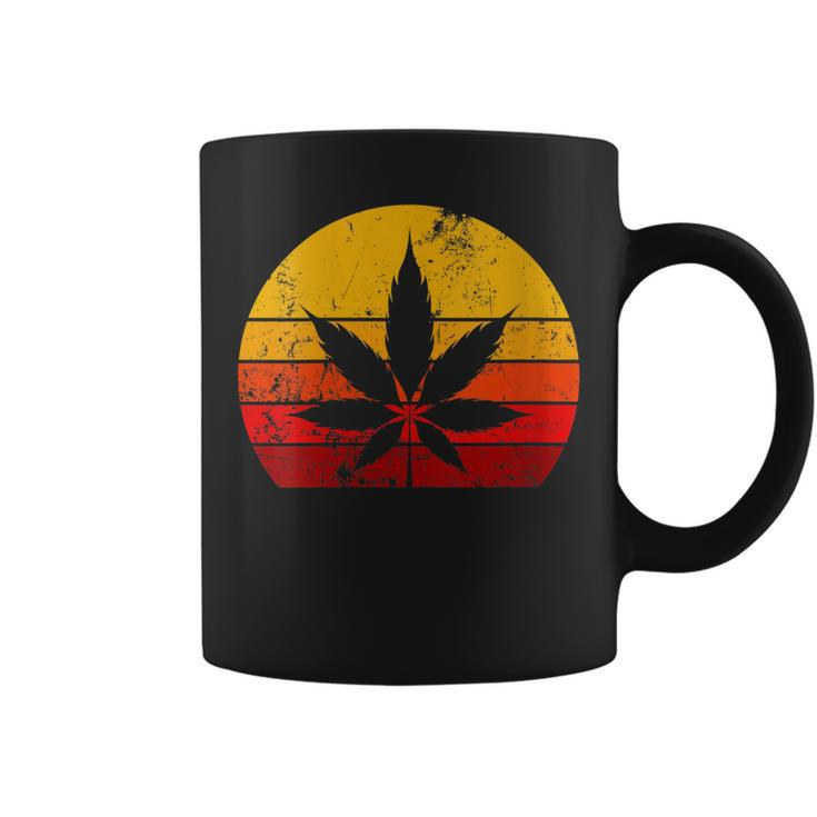 Womens Sun Vintage Marijuana Weed Cannabis Leaf Retro Doobies Cool  Coffee Mug