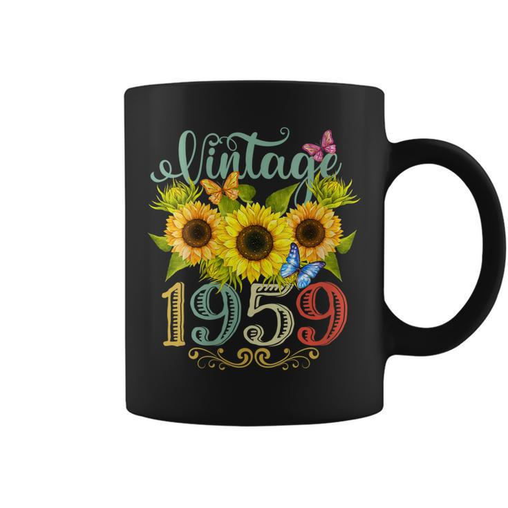 Womens Sunflower Floral Butterfly Vintage 1959 Funny 64Th Birthday  Coffee Mug