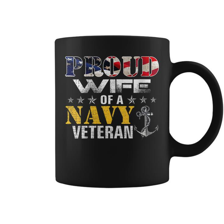 Womens Vintage Proud Wife Of A Navy For Veteran Gift  Coffee Mug